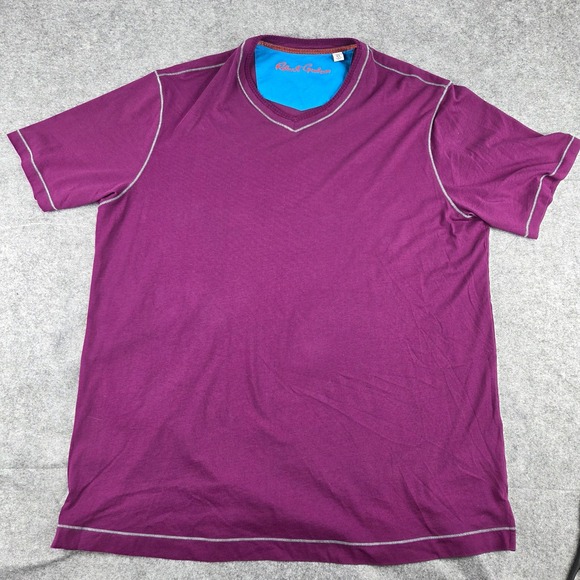 Robert Graham Other - Robert Graham Mens XL Purple V-Neck T-Shirt Contrast Stitch Classic Fit Tee